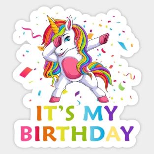 Cute Dabbing Unicorn Birthday Girl Sticker